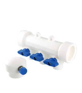 Коллектор полипропиленовый Valtec (VTp.780.0.402004) 40 мм х 4 выхода 20 мм с отсечными кранами