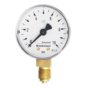 Манометр Braukmann 1/4 НР(ш) радиальный 10 бар d63 мм для редуктора D04 и фильтра HS10S
