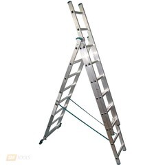 Лестница трехсекционная 12 ступеней алюминиевая 5312