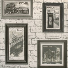 Обои виниловые моющиеся Sonet Фоторамки серые 0,53х10 м 98801