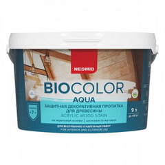 Защитная декоративная пропитка для древесины Neomid BioColor Aqua Еловый лес 9 л