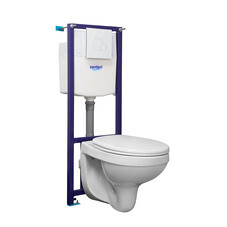 Комплект инсталляции Santeri с унитазом Альфа с кнопкой белой и сиденьем полипропилен микролифт (138164S0000B2)