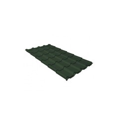 Металлочерепица камея Grand Line 0,5 мм GreenCoat Pural RR 11 темно-зеленый (RAL 6020)
