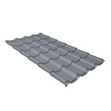 Металлочерепица камея Satin 0,5 мм RAL 9006 бело-алюминиевый
