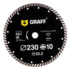 Диск алмазный по бетону и камню турбо Graff 230х10х2,8х22,23 мм 20230