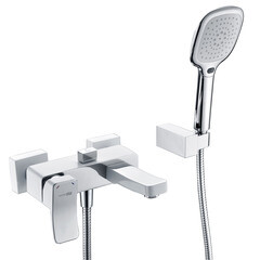 Смеситель для ванны WasserKraft Aller White белый/хром однорычажный с коротким изливом с лейкой (1061W)