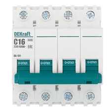 Автоматический выключатель модульный Dekraft BA-101 4Р 16А тип C 4,5 кА 230/400 В (11090DEK)