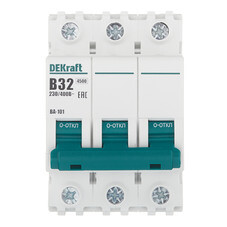 Автоматический выключатель модульный Dekraft BA-101 3P 32А тип B 4,5 кА 230/400 В (11033DEK)