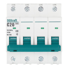 Автоматический выключатель модульный Dekraft BA-103 4Р 20А тип C 6 кА 230/400 В (12322DEK)