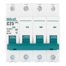 Автоматический выключатель модульный Dekraft BA-103 4Р 25А тип C 6 кА 230/400 В (12323DEK)