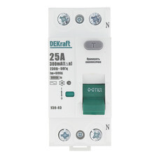 УЗО Dekraft УЗО-03 25А 1P+N тип AC 300 мА 6 кА компактное (14068DEK)