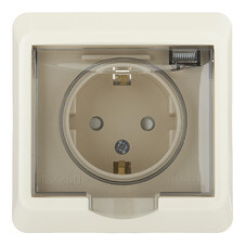 Розетка Systeme Electric Этюд встраиваемая бежевая с крышкой (PC16-044K)