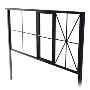 Ворота распашные каркас со столбами 4500х1850 мм черные RAL 9005 с калиткой