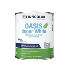 Краска водно-дисперсионная для потолка Finncolor Oasis super white белая глубокоматовая 0,9 л