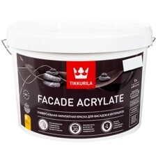 Краска водно-дисперсионная фасадная Tikkurila Facade Acrylate бесцветная основа C глубокоматовая 9 л