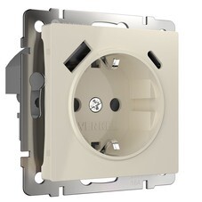 Розетка Werkel встраиваемая слоновая кость с заземлением с USB-A/ Type-C (a056273)
