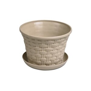 Кашпо с поддоном круглое Ротанг 1,1 л латте