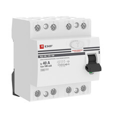 УЗО EKF PROxima ВД-100 40А 3P+N тип AC 100 мА 4,5 кА компактное (elcb-4-40-100-em-pro)
