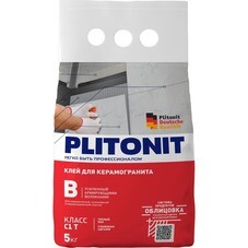 Клей для плитки/ керамогранита/ клинкера Plitonit В усиленный армирующими волокнами серый класс C1 T 5 кг
