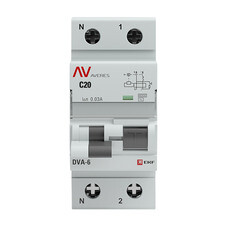Автомат дифференциальный EKF Averes DVA-6 20А 1P+N тип AC 30 мА 6 кА (rcbo6-1pn-20C-30-ac-av)