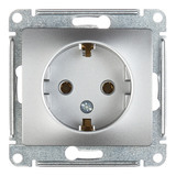 Розетка Systeme Electric Glossa встраиваемая алюминий с заземлением (GSL000343)