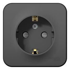 Розетка Systeme Electric Blanca накладная антрацит с заземлением со шторками (BLNRA011106)