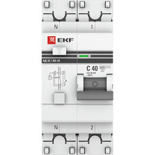Автомат дифференциальный EKF PROxima АД-32 40А 1P+N тип AC 30 мА 6 кА (DA32-6-40-30-aс-pro)