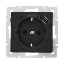 Розетка Lezard Vesna встраиваемая черный бархат с USB-A/ Type-C (742-4288-181TC)