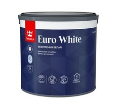Краска водно-дисперсионная для потолка Tikkurila Euro White белая глубокоматовая 2,7 л
