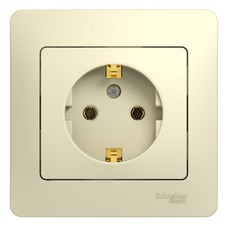 Розетка Systeme Electric Glossa встраиваемая бежевая с заземлением (GSL000242)