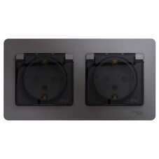Розетка Systeme Electric Glossa встраиваемая графит со шторками (GSL001347)