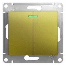 Выключатель Systeme Electric Glossa двухклавишный встраиваемый фисташковый с подсветкой (GSL001053)