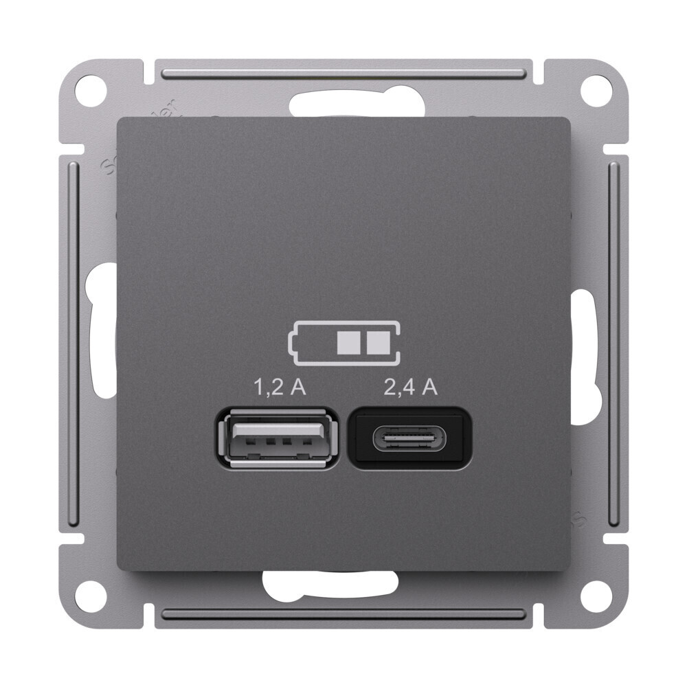 Розетка USB Systeme Electric AtlasDesign встраиваемая базальт USB-A/ Type-C (ATN001439), Серый
Розетка USB Systeme Electric AtlasDesign встраиваемая базальт USB-A/ Type-C (ATN001439), Серый