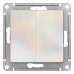Выключатель Systeme Electric AtlasDesign двухклавишный встраиваемый жемчуг с самовозвратом (ATN000417)