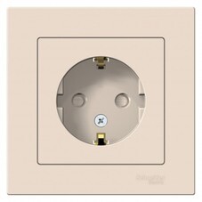 Розетка Systeme Electric AtlasDesign встраиваемая бежевая с заземлением со шторками (ATN000244)