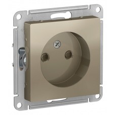 Розетка Systeme Electric AtlasDesign встраиваемая шампань без заземления со шторками (ATN000549)
