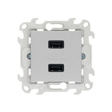 Розетка USB Simon 24 Harmonie встраиваемая алюминий 2хUSB-А (2411096-033)