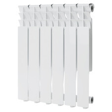 Радиатор алюминиевый КМ 500 мм 6 секций 1" боковое подключение белый