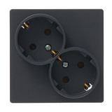 Розетка двойная Simon 24 Harmonie встраиваемая графит с заземлением (2450459-038)