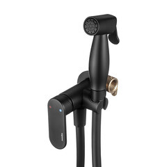 Смеситель с гигиеническим душем встраиваемый Swedbe Platta со скрытой частью в комплекте черный (5567B)