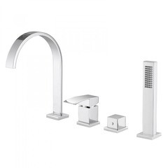 Смеситель на борт ванны Abber Wasserfall хром однорычажный с лейкой (AF8613)