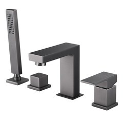 Смеситель на борт ванны Abber Daheim никель однорычажный с лейкой (AF8213NG)