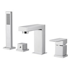 Смеситель на борт ванны Abber Daheim хром однорычажный с лейкой (AF8213)