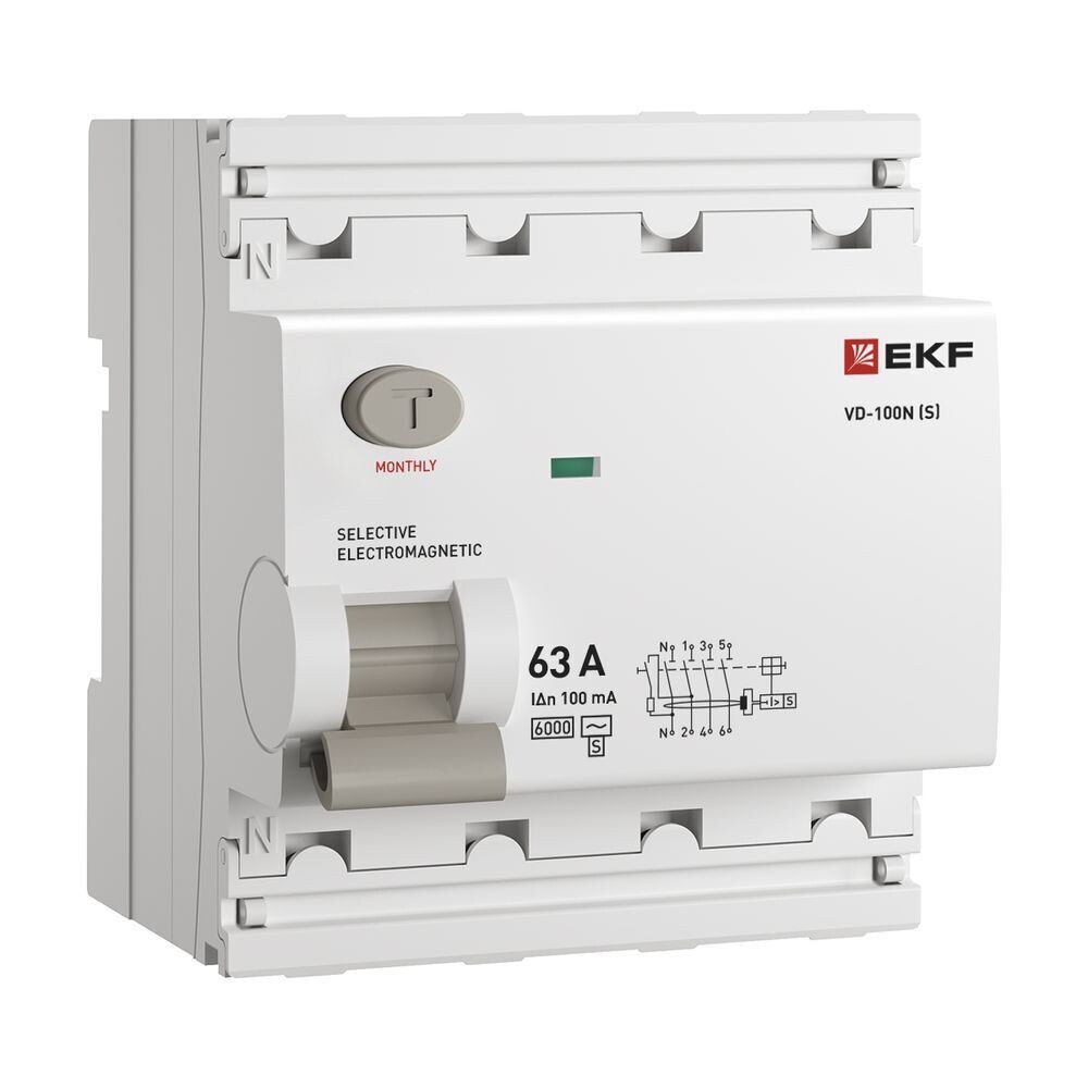 УЗО EKF PROxima ВД-100N (S) 63А 3P+N тип AC 100 мА 6 кА селективное (E1046MS63100)
УЗО EKF PROxima ВД-100N (S) 63А 3P+N тип AC 100 мА 6 кА селективное (E1046MS63100)