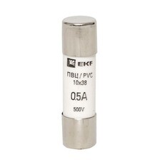 Вставка плавкая EKF ПВЦ 0,5А 50 кА 500 В цилиндрическая (pvc-10x38-0,5)