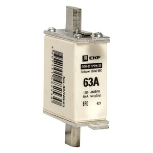 Вставка плавкая EKF ППН-33 63А 50 кА 660 В (fus-33/100/63)