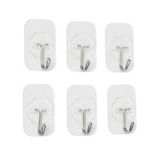 Крючок для ванной Доляна Классика одинарный самоклеящийся металл/пластик прозрачный (6 шт.) (7089053)