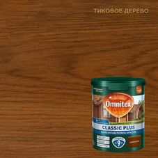 Антисептик Пинотекс/Omnitex Classic Plus 3 в 1 декоративный для дерева тиковое дерево 0,9 л