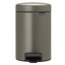 Ведро для мусора Brabantia NewIcon с крышкой 3 л металл платиновое с педалью