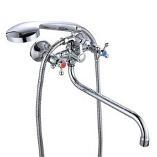 Смеситель для ванны РМС SL хром двухвентильный с длинным изливом с лейкой (SL71-140)